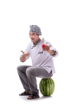 Beyaz karpuzlu genç aşçı.