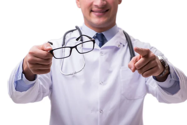 Oční lékař v lékařské pojetí izolované na bílém — Stock fotografie