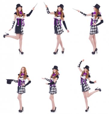 Sihirbaz kadın beyaz değnekle