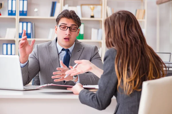 Business meeting between businessman and businesswoman — Stock Photo, Image