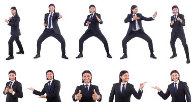 Genç işadamı beyaz arka planda izole edilmiş