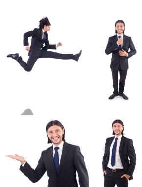 Genç işadamı beyaz arka planda izole edilmiş