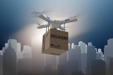 İHA teslimat konsepti havada kutulu - 3D görüntüleme