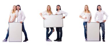 Pano üzerinde beyaz izole çift