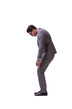 Beyaz arka plan üzerinde izole kukla işadamı