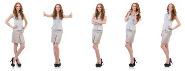 Genç ve güzel çalışan beyaz izole