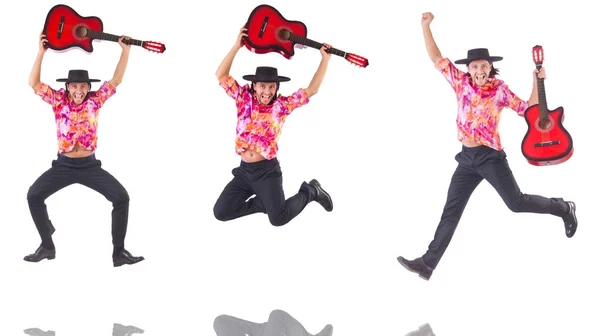 Hombre con guitarra aislado en blanco —  Fotos de Stock