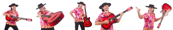 Homem vestindo sombrero com guitarra — Fotografia de Stock