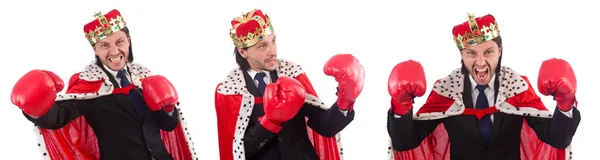 König Geschäftsmann in lustigem Konzept isoliert auf weiß — Stockfoto