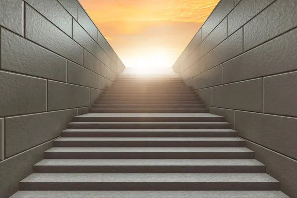 Βήματα στις σκάλες που οδηγούν σε νέες προκλήσεις - 3d rendering — Φωτογραφία Αρχείου