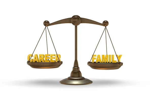 Scales in career and family concept- 3d rendering — Stock Photo, Image