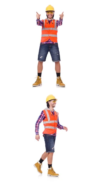 Funny engineer isolated on the white white — Stock Photo, Image