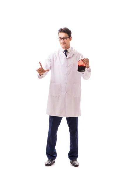 Läkare i blodgivning koncept isolerad på vitt — Stockfoto
