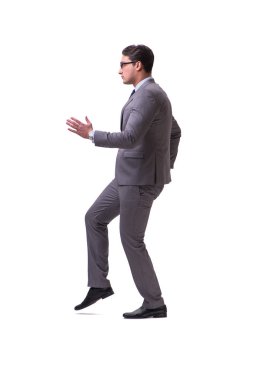 Beyaz arka plan üzerinde izole kukla işadamı