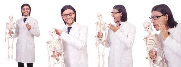 İskeleti beyaz olan komik öğretmen. — Stok fotoğraf