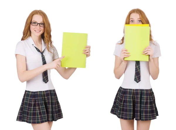 Junge Studentin isoliert auf der weißen Seite — Stockfoto