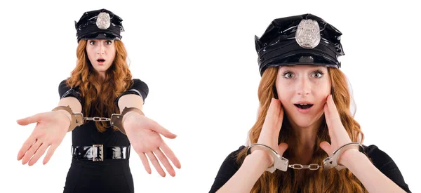 Redhead police officer isolated on white — Stock Photo, Image