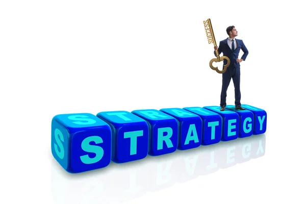Zakenman in strategie bedrijfsconcept met sleutel — Stockfoto