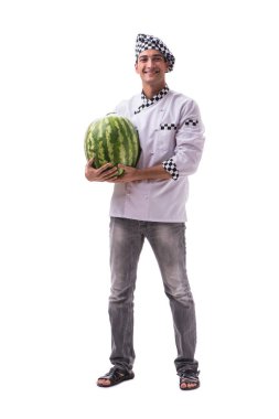 Beyaz karpuzlu genç aşçı.