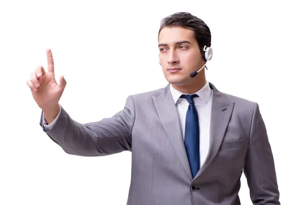 Funcionário de call center isolado em fundo branco — Fotografia de Stock