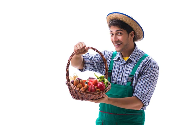 Young farmer isolated on the white background — Stock Photo, Image