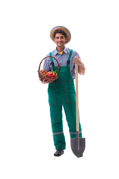 Joven agricultor aislado sobre el fondo blanco —  Fotos de Stock