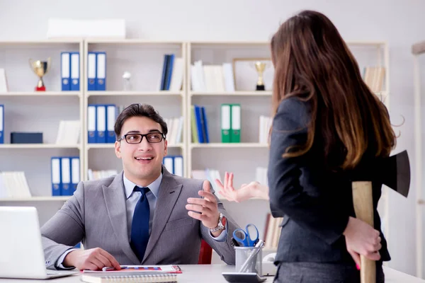 Office conflict between man and woman — Stock Photo, Image