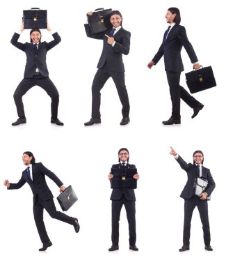 Beyaz arka plan üzerinde acele iş adamı izole