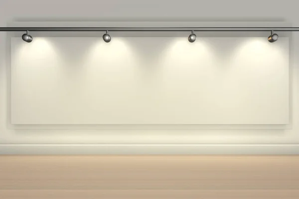 Väggen ljust upplyst med spotlights och tom kopia utrymme - 3d rendering — Stockfoto