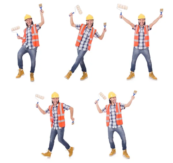 Funny painter isolated on white — Stock Photo, Image