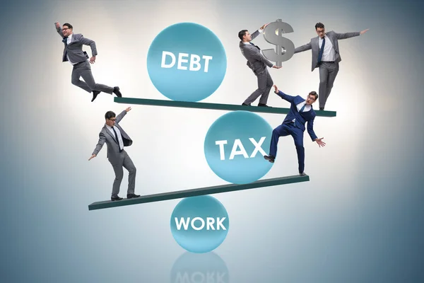 Businessman in debt and tax business concept — Stock Photo, Image