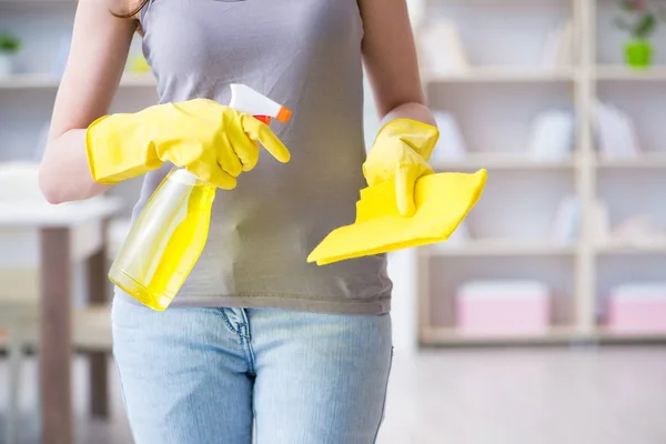 Mulher fazendo limpeza em casa — Fotografia de Stock