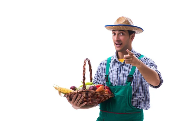 Young farmer isolated on the white background — Stock Photo, Image