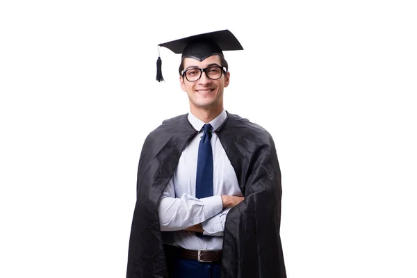 Estudante graduado isolado em fundo branco — Fotografia de Stock