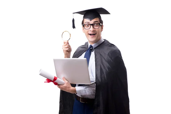 Estudante graduado isolado em fundo branco — Fotografia de Stock
