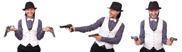 Hombre con arma aislada en el blanco —  Fotos de Stock