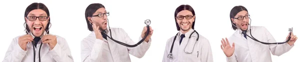 Ung manlig läkare isolerad på vitt — Stockfoto