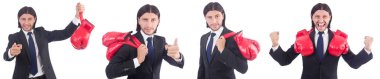 işadamı ile beyaz Boks eldiveni