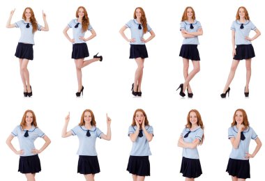 Yaramaz öğrenci genç erkek beyaz izole