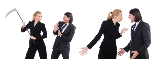 Homme d'affaires et femme d'affaires isolé sur blanc — Photo