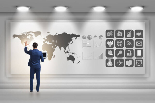 Бизнесмен в глобальной бизнес-концепции