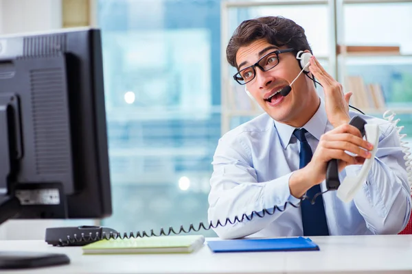 Unhappy angry call center worker frustrated with workload