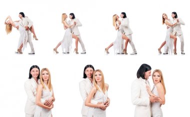 dans dans etmek beyaz izole çift