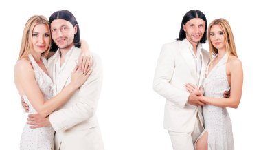 Birbirine aşık iki erkek ve kadın.