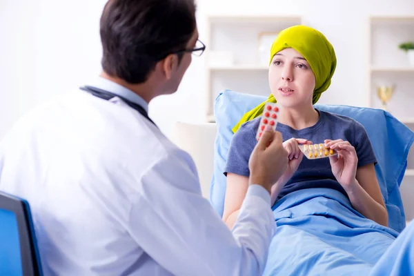 Cancer patient visiting doctor for medical consultation in clini