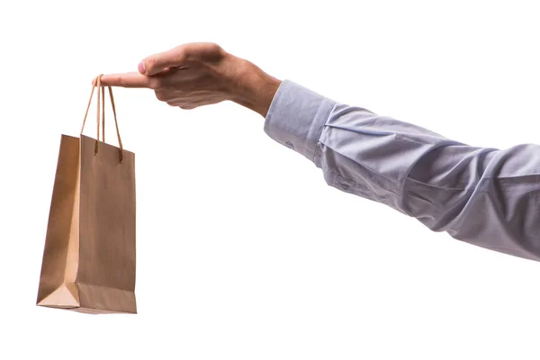 Beyaz sırtında noel alışverişi olan alışveriş torbaları. — Stok fotoğraf