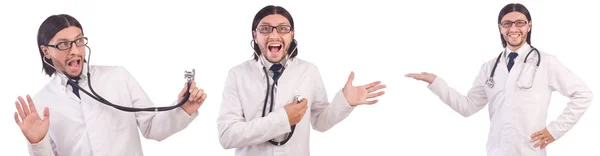 Joven médico masculino aislado en blanco —  Fotos de Stock