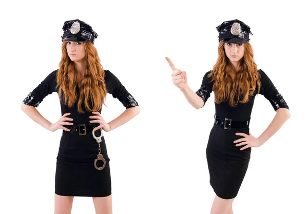 Redhead politieagent geïsoleerd op wit — Stockfoto
