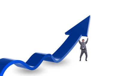 Ekonomideki büyümeyi destekleyen işadamı grafikte