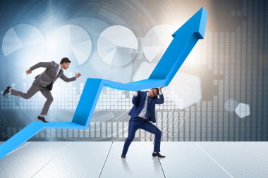 Ekonomideki büyümeyi destekleyen işadamı grafikte